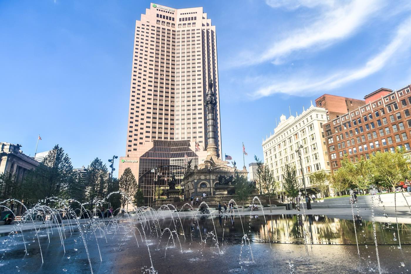 Public Square. Mile 12.3 comes off Lorain onto Ontario and runs straight through the middle of it.